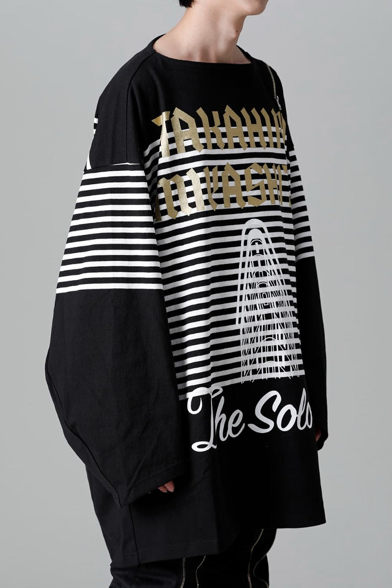 ダブルジップ バルーンシェイプド バスクシャツ ブラックxホワイト