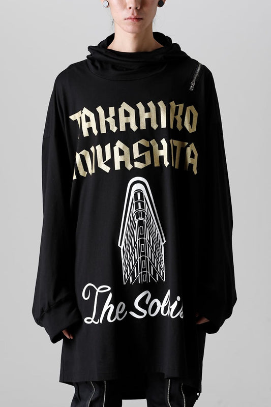 double zip balloon shaped balaclava neck shirt