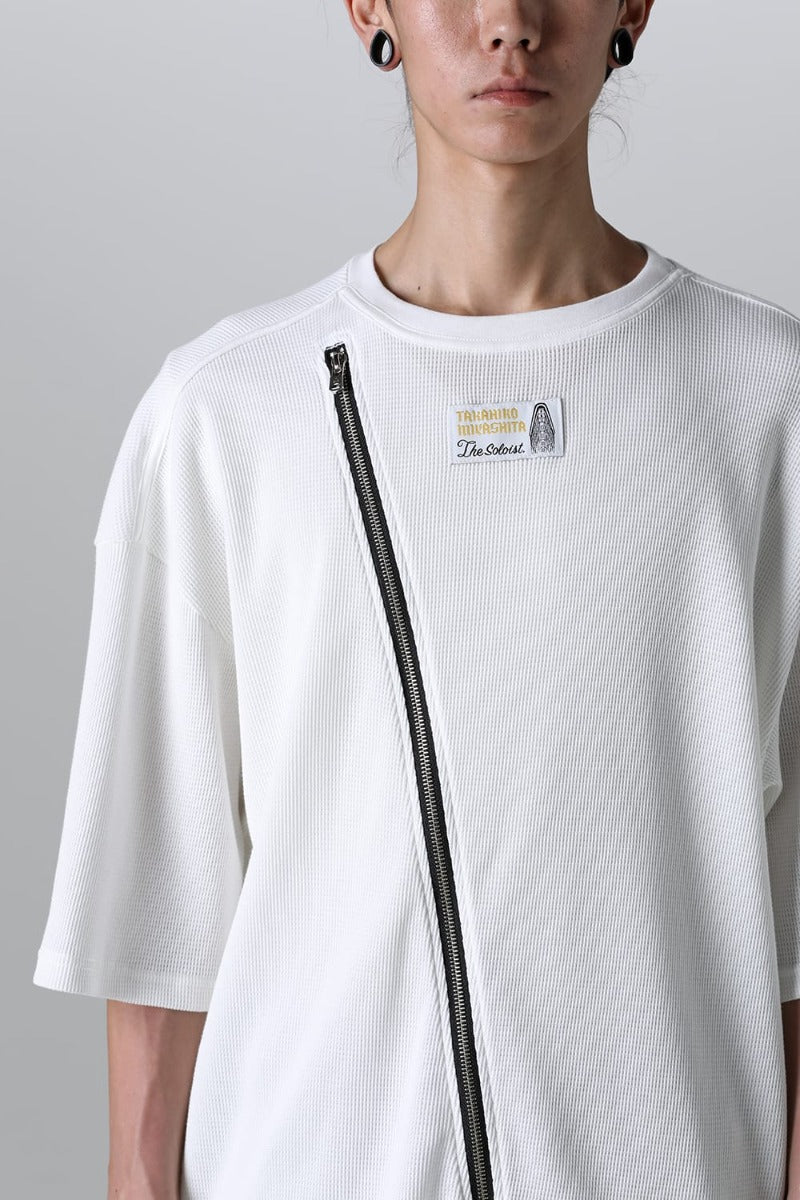 new two-way zip reverse oversized s/s t.(waffle)(solid)