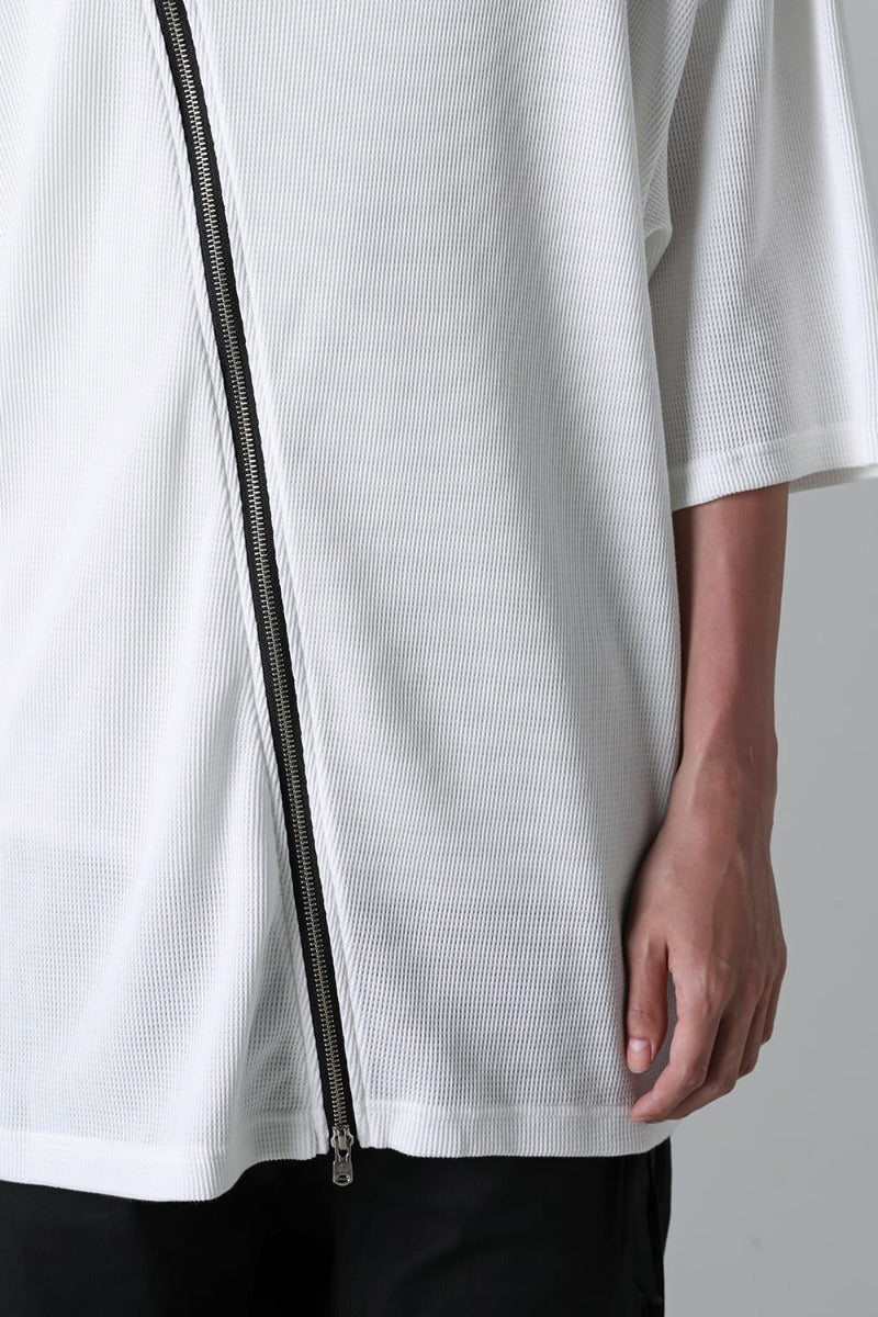 new two-way zip reverse oversized s/s t.(waffle)(solid)