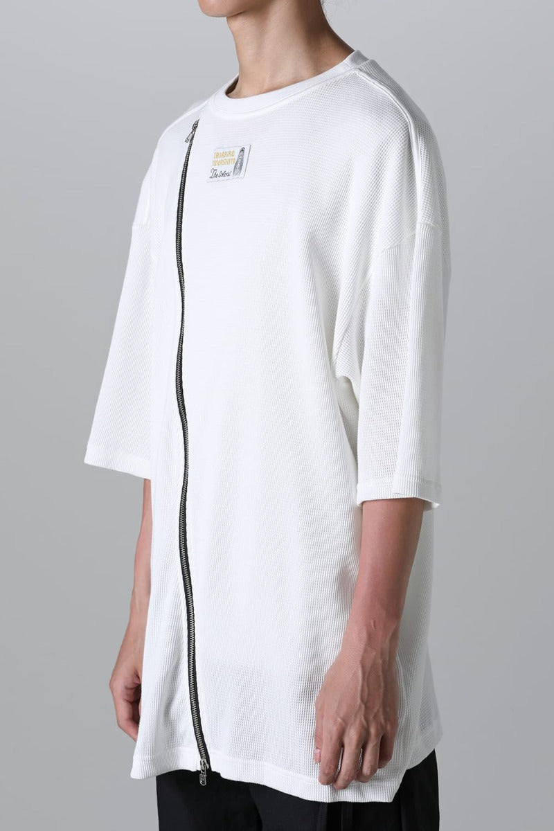 new two-way zip reverse oversized s/s t.(waffle)(solid)