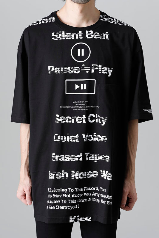 oversized s/s t. (pause≒play) Black