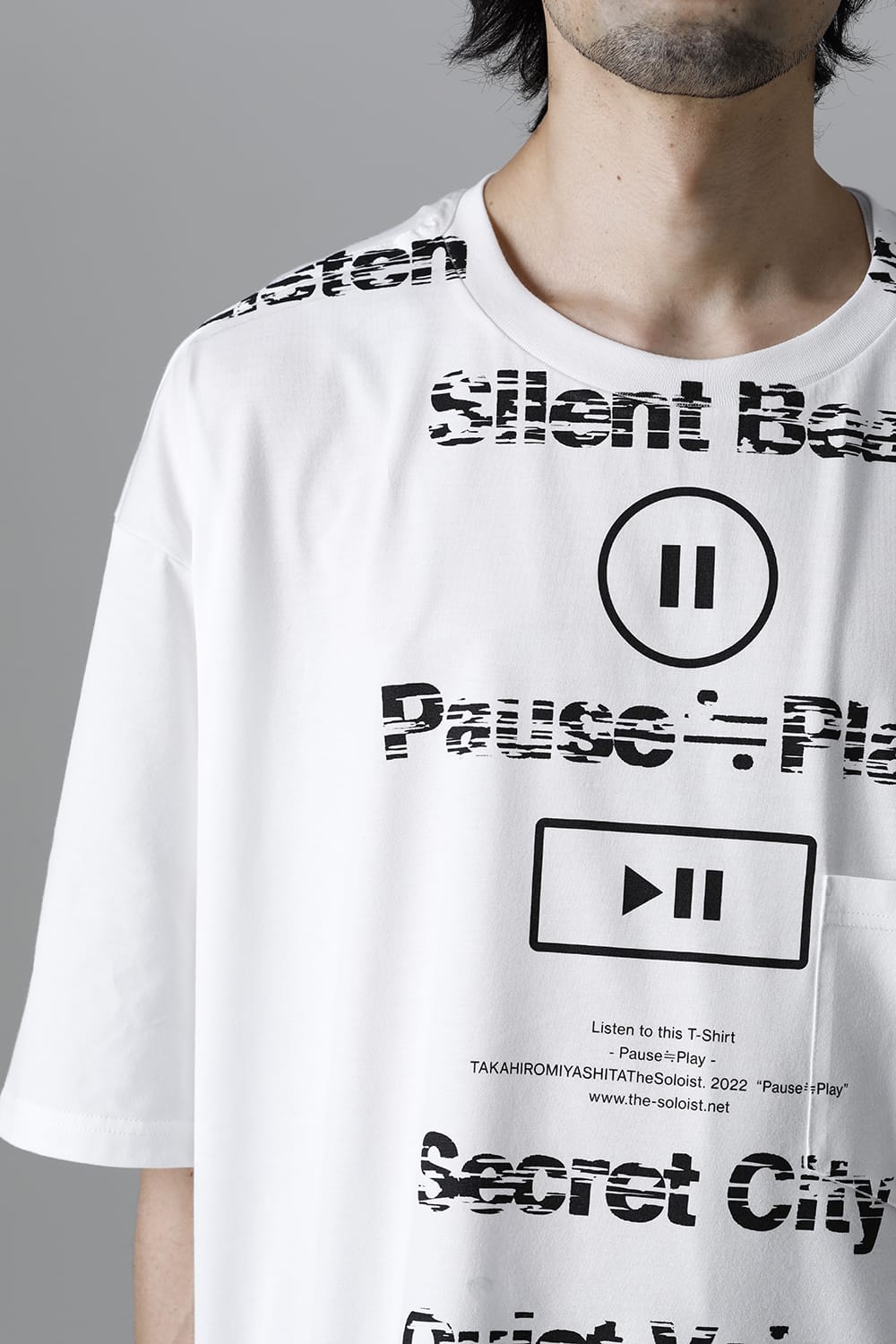 oversized s/s t. (pause≒play) White