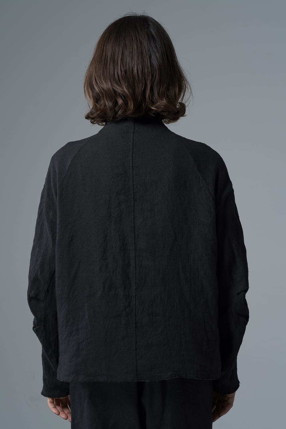 Jacket silk linen crazy check  Black