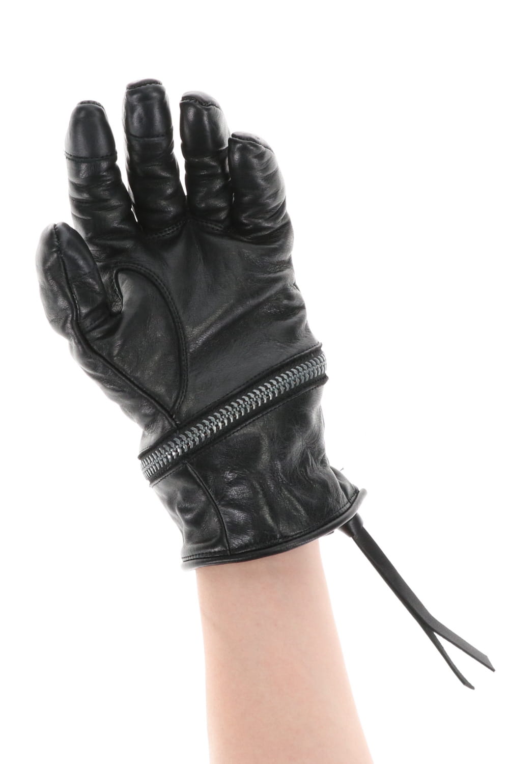 Horse Leather Spiral ZIP Gloves Black
