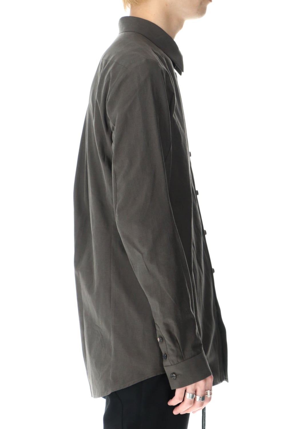 Shirt silk/cotton broad sandblast finish Gray