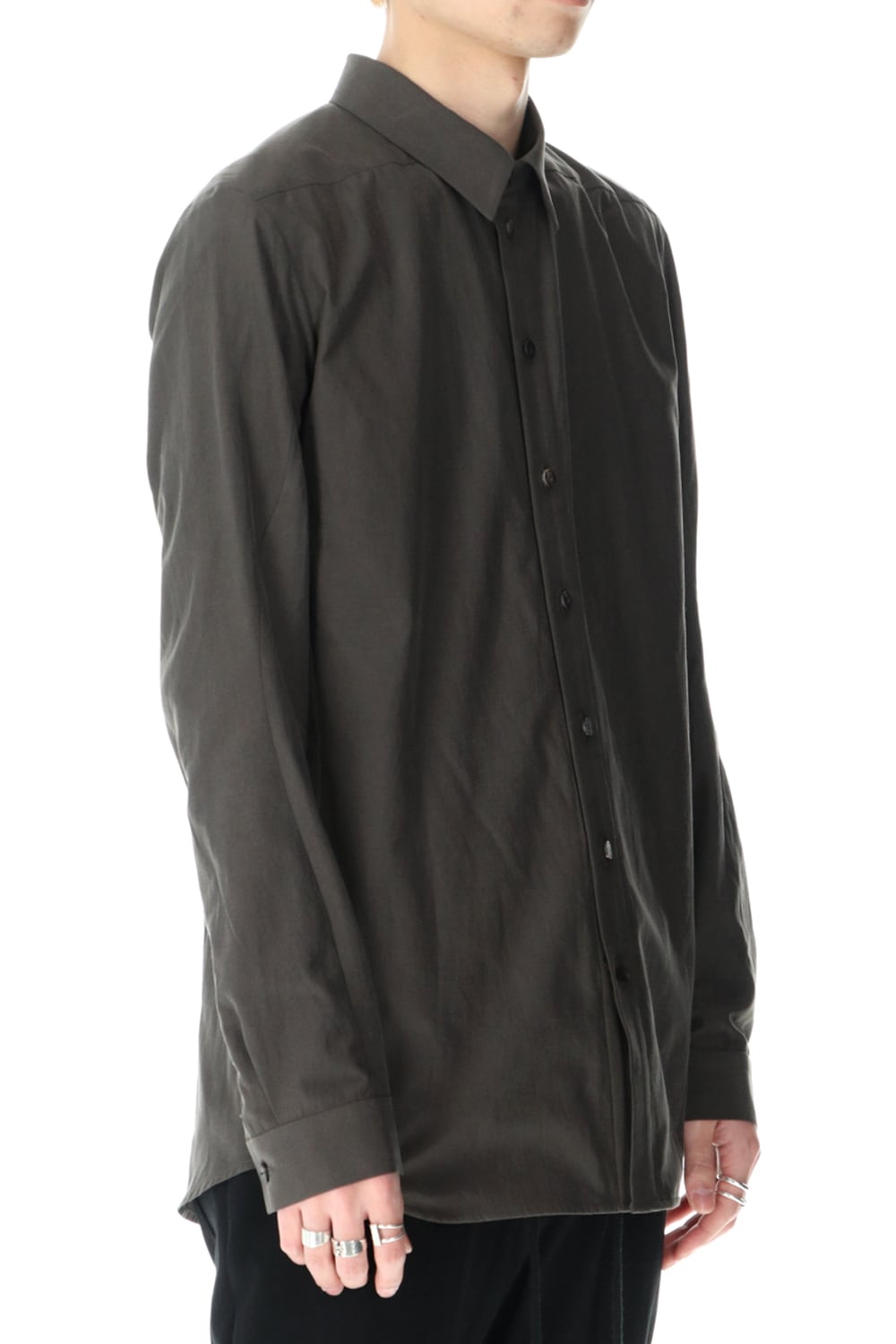 Shirt silk/cotton broad sandblast finish Gray