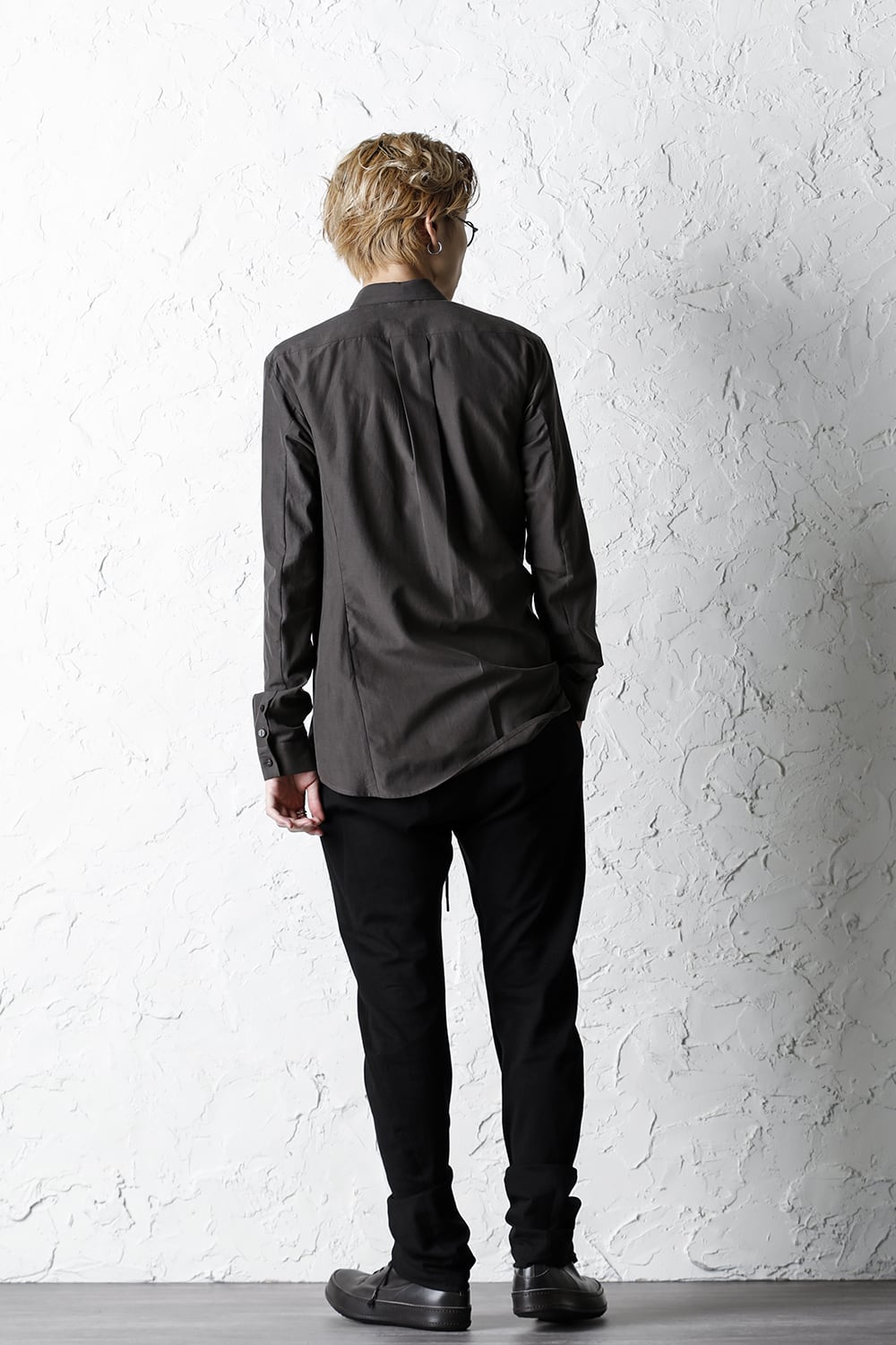 Shirt silk/cotton broad sandblast finish Gray