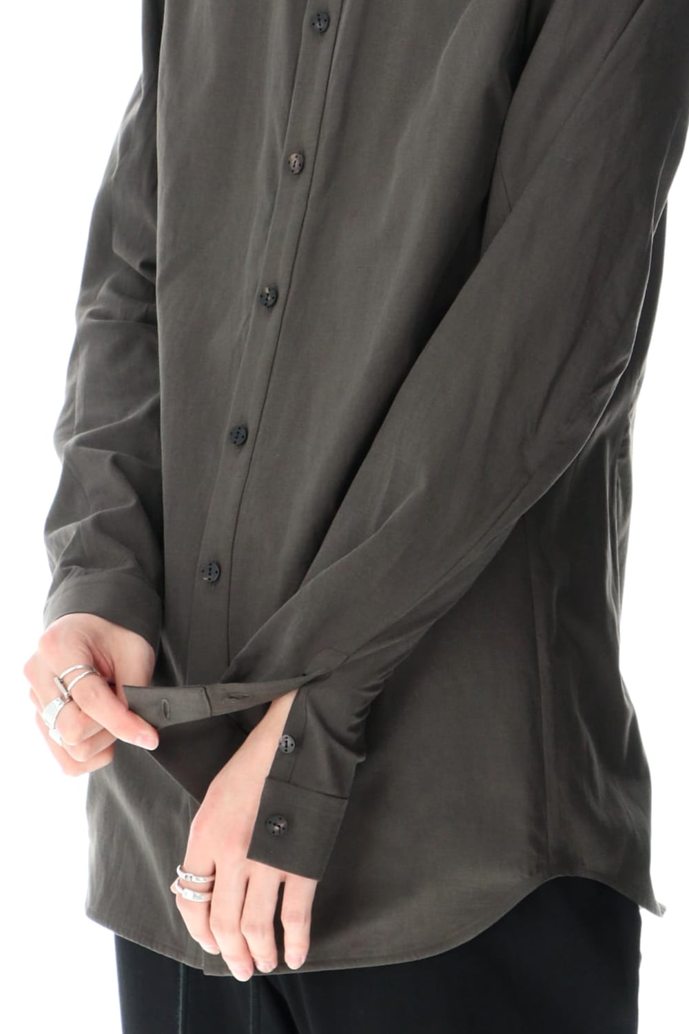 Shirt silk/cotton broad sandblast finish Gray