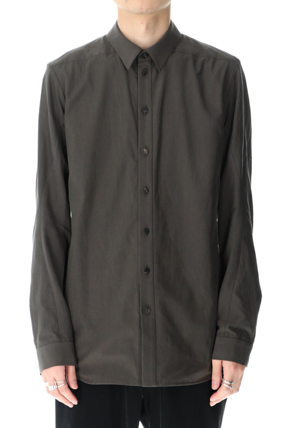 Shirt silk/cotton broad sandblast finish Gray
