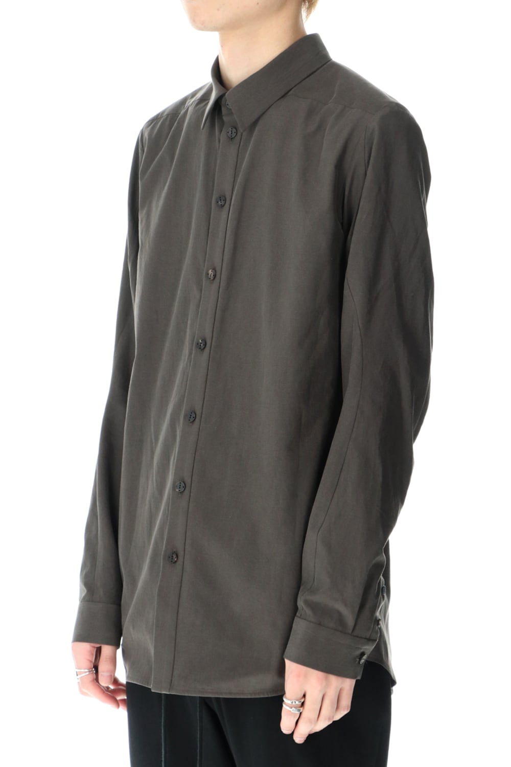 Shirt silk/cotton broad sandblast finish Gray