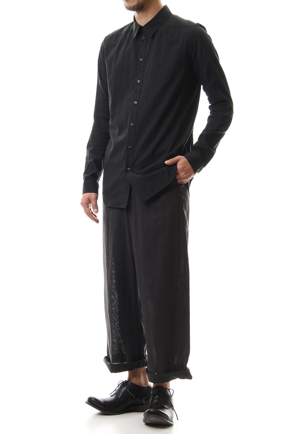 Shirt Silk cotton sandblast Black