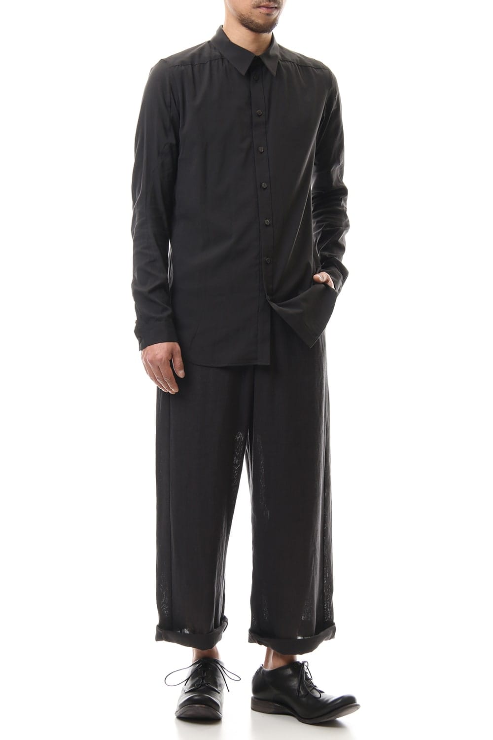 Shirt Silk cotton sandblast Charcoal