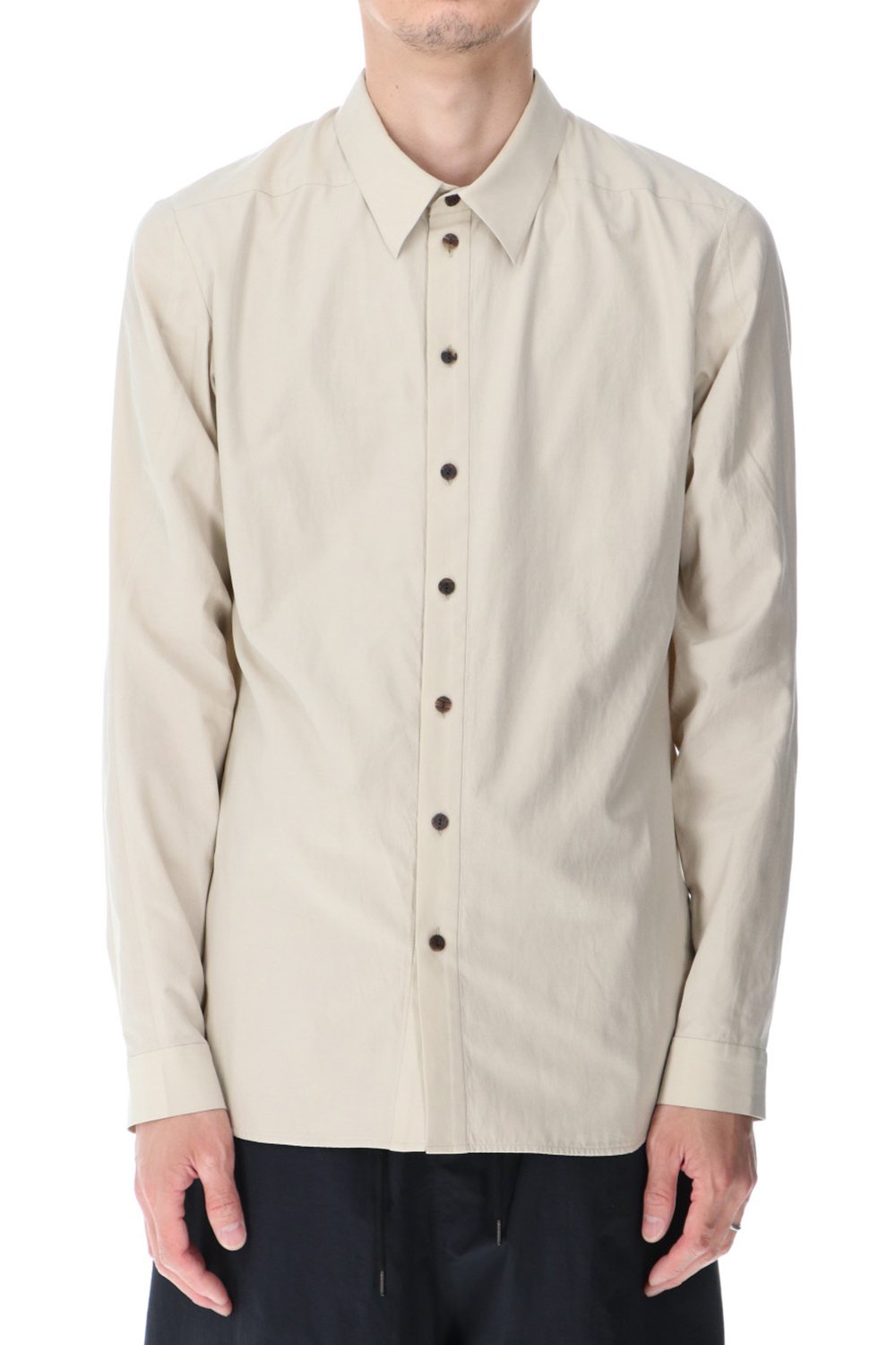 Shirt silk/cotton broad sandblast finish Light Beige