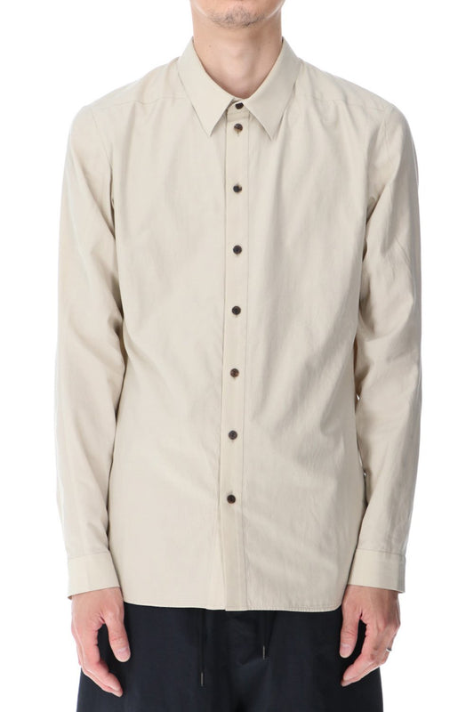 Shirt silk/cotton broad sandblast finish Light Beige