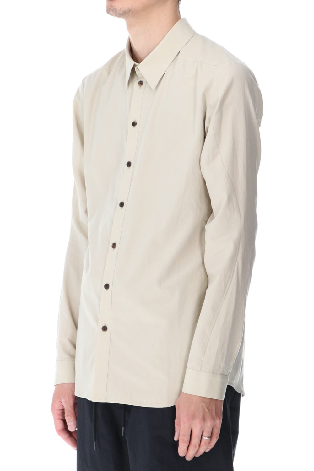 Shirt silk/cotton broad sandblast finish Light Beige