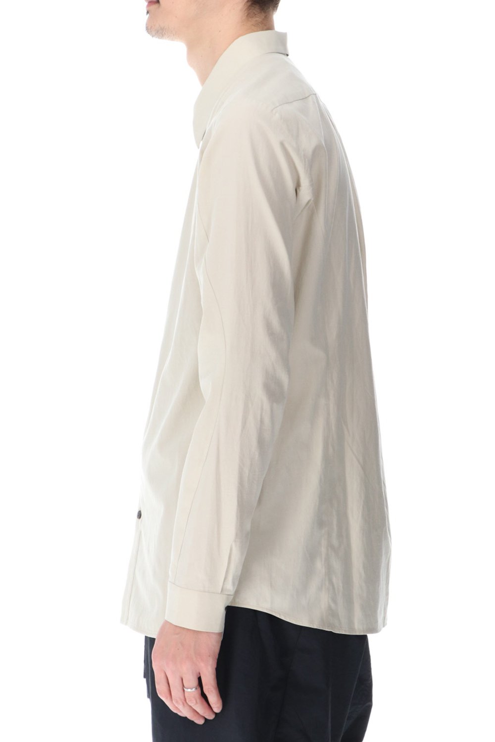 Shirt silk/cotton broad sandblast finish Light Beige