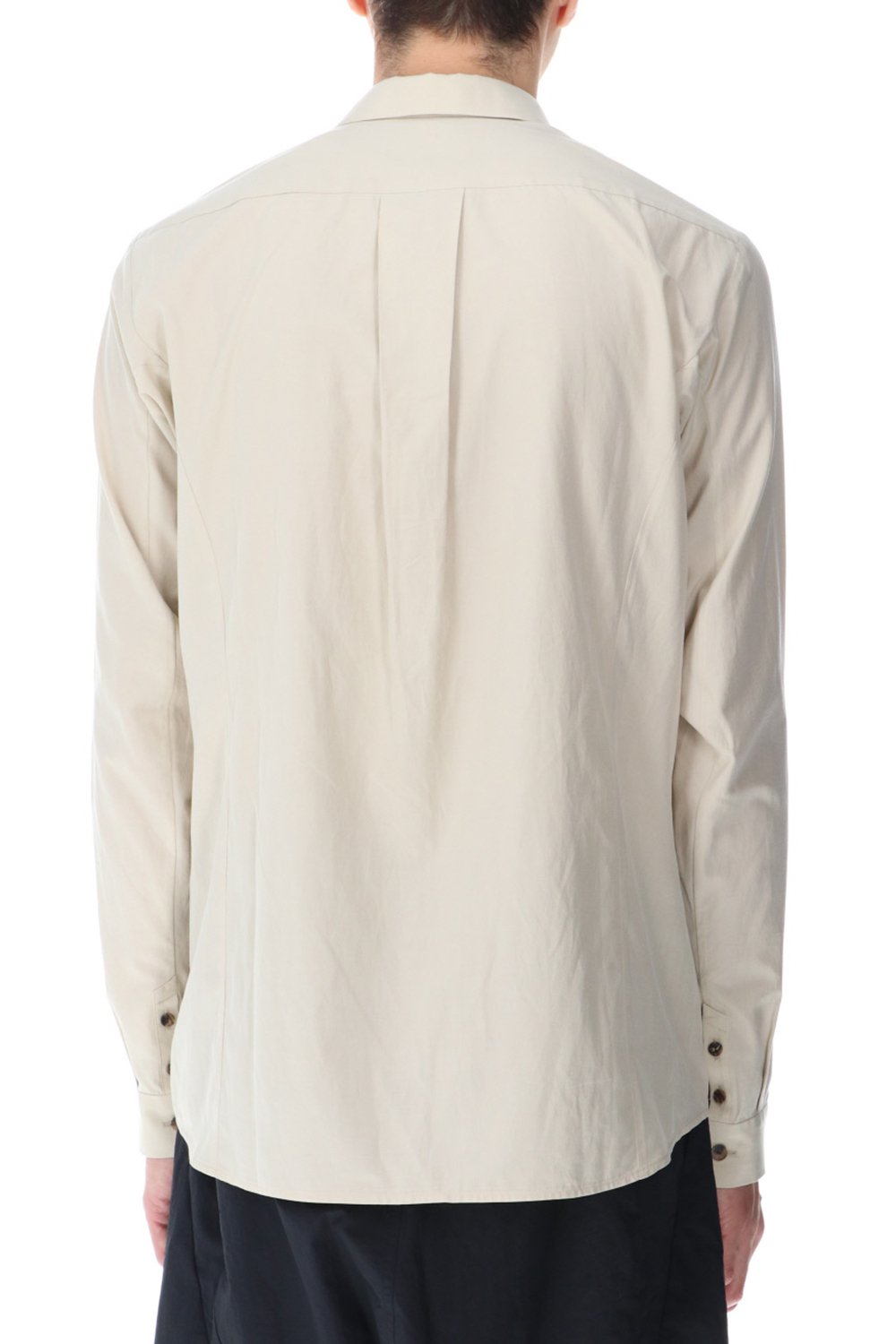 Shirt silk/cotton broad sandblast finish Light Beige