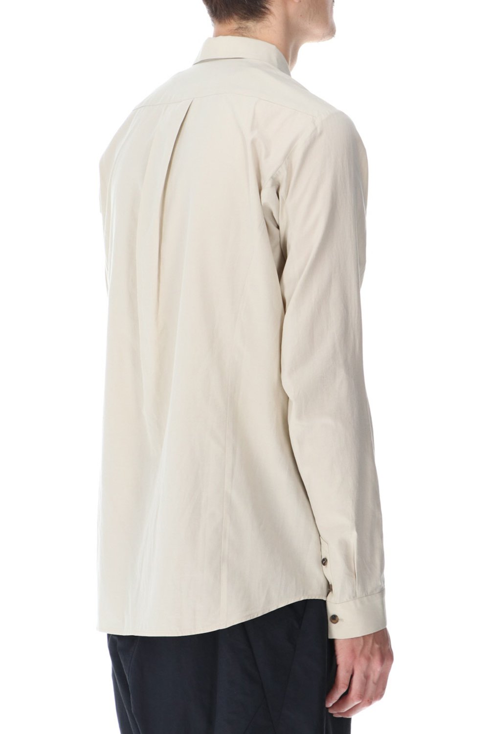 Shirt silk/cotton broad sandblast finish Light Beige