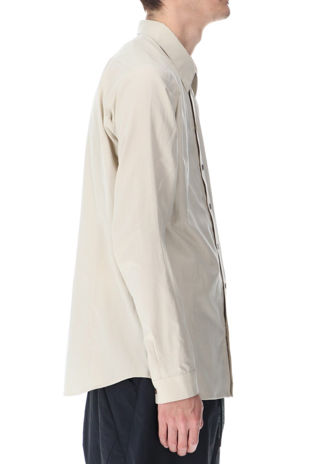 Shirt silk/cotton broad sandblast finish Light Beige