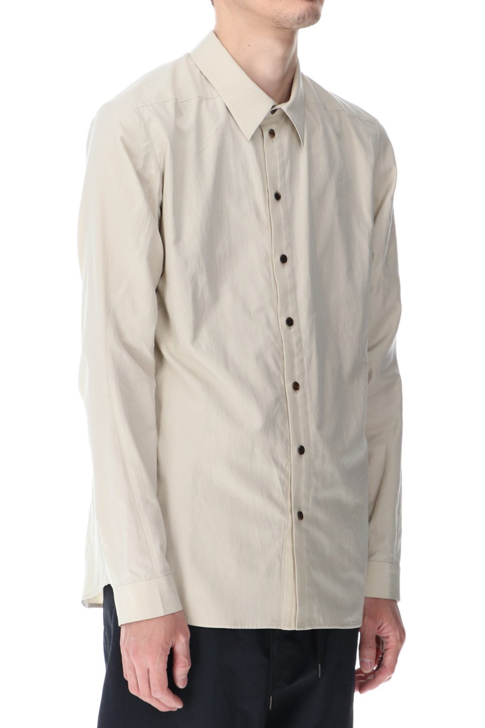 Shirt silk/cotton broad sandblast finish Light Beige