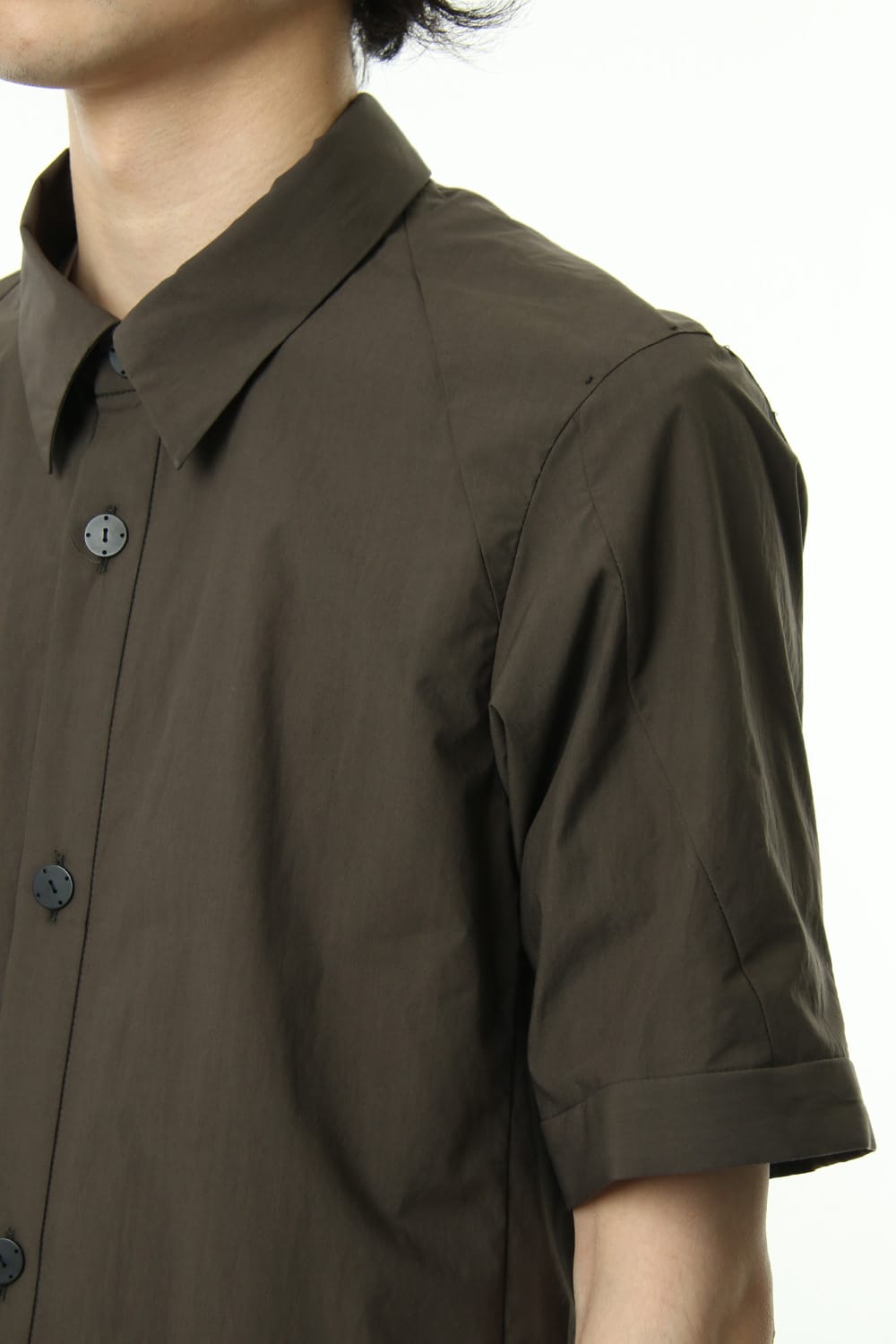 Short Sleeve Shirt Cotton Hard Wash - Brown Gray