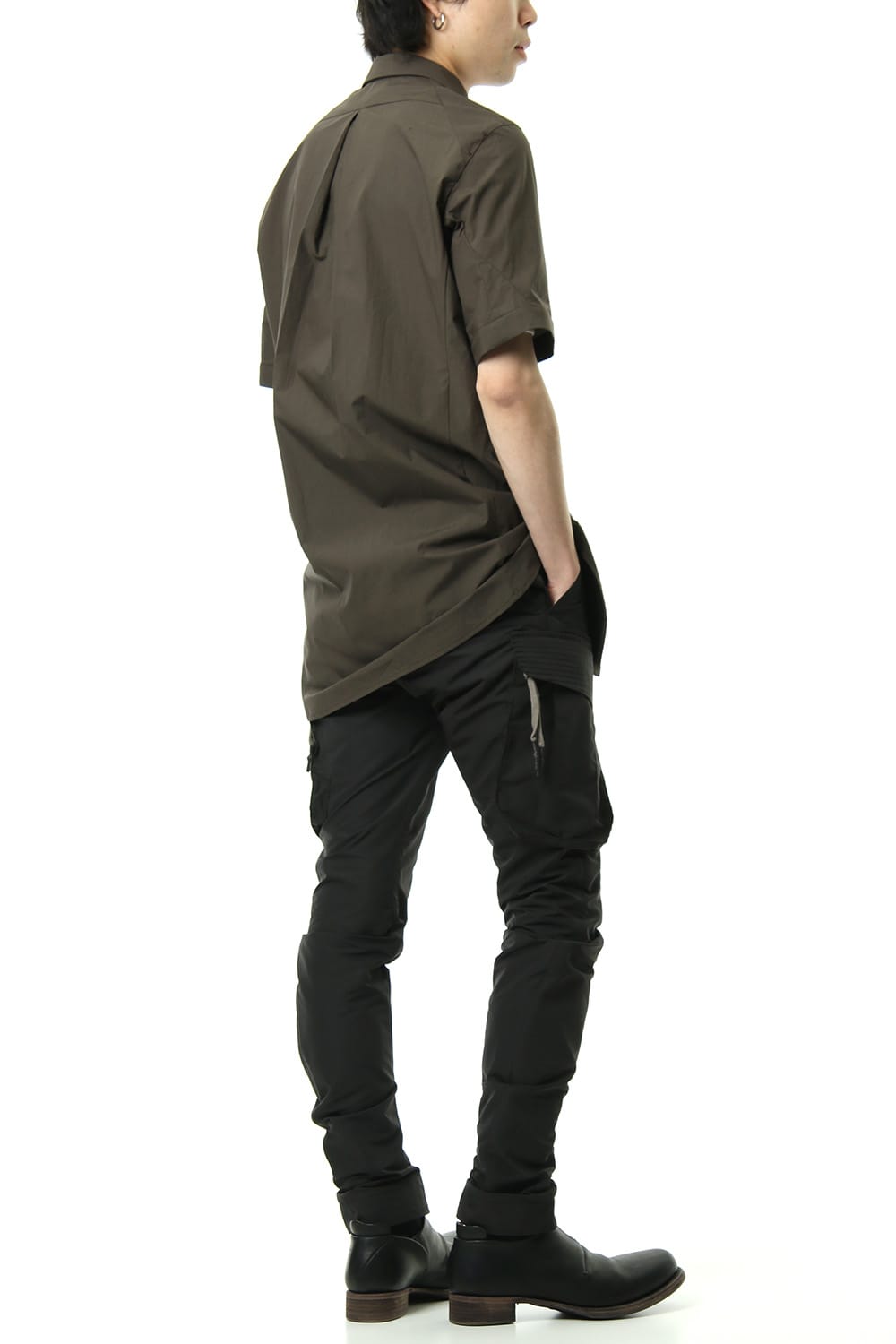 Short Sleeve Shirt Cotton Hard Wash - Brown Gray