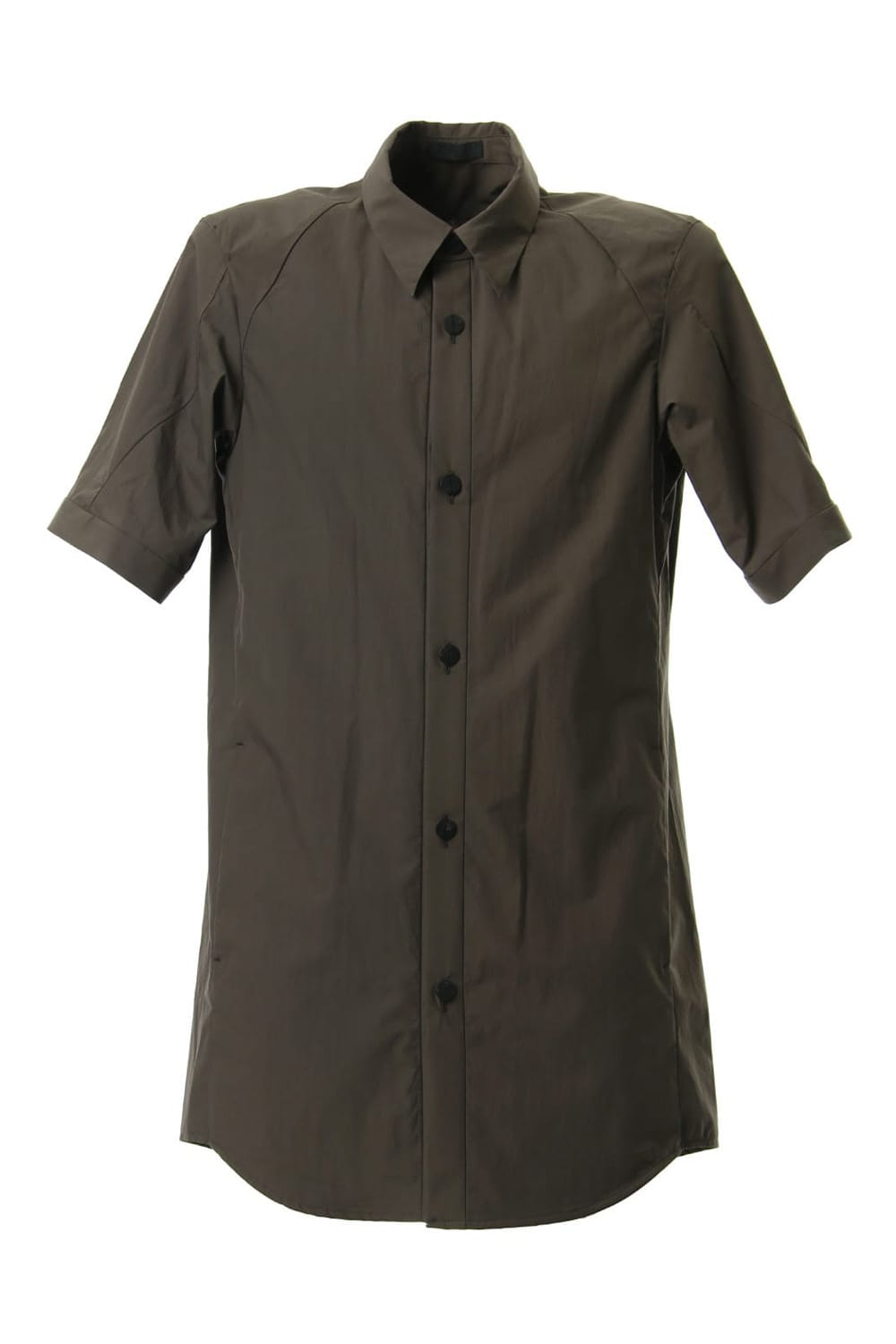 Short Sleeve Shirt Cotton Hard Wash - Brown Gray