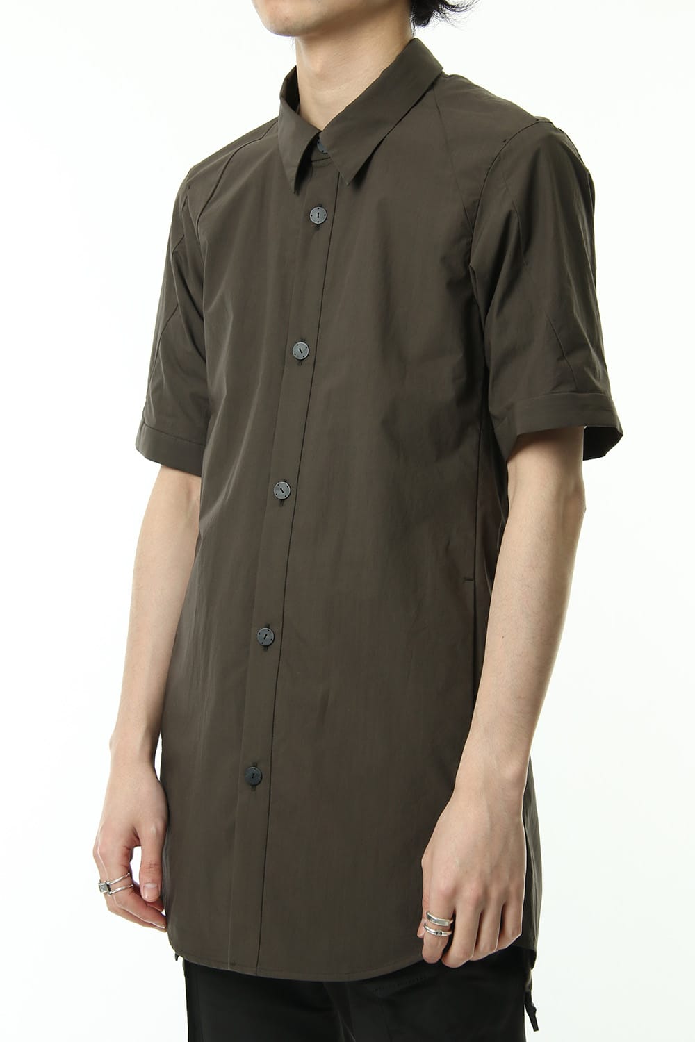 Short Sleeve Shirt Cotton Hard Wash - Brown Gray