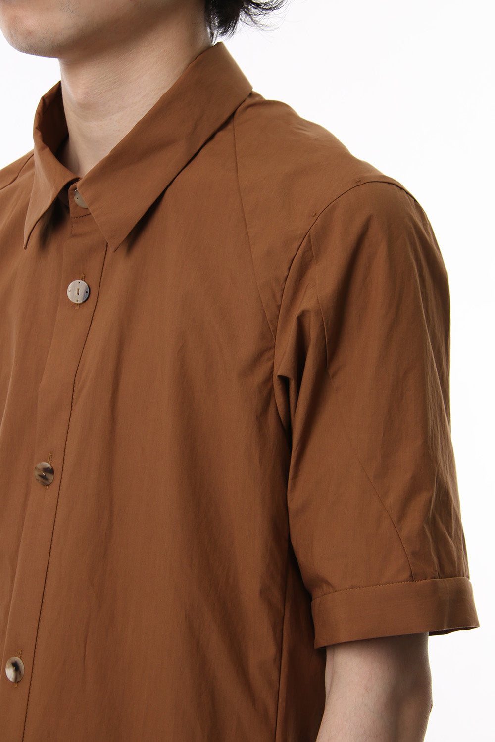 Short Sleeve Shirt Cotton Hard Wash - Camel