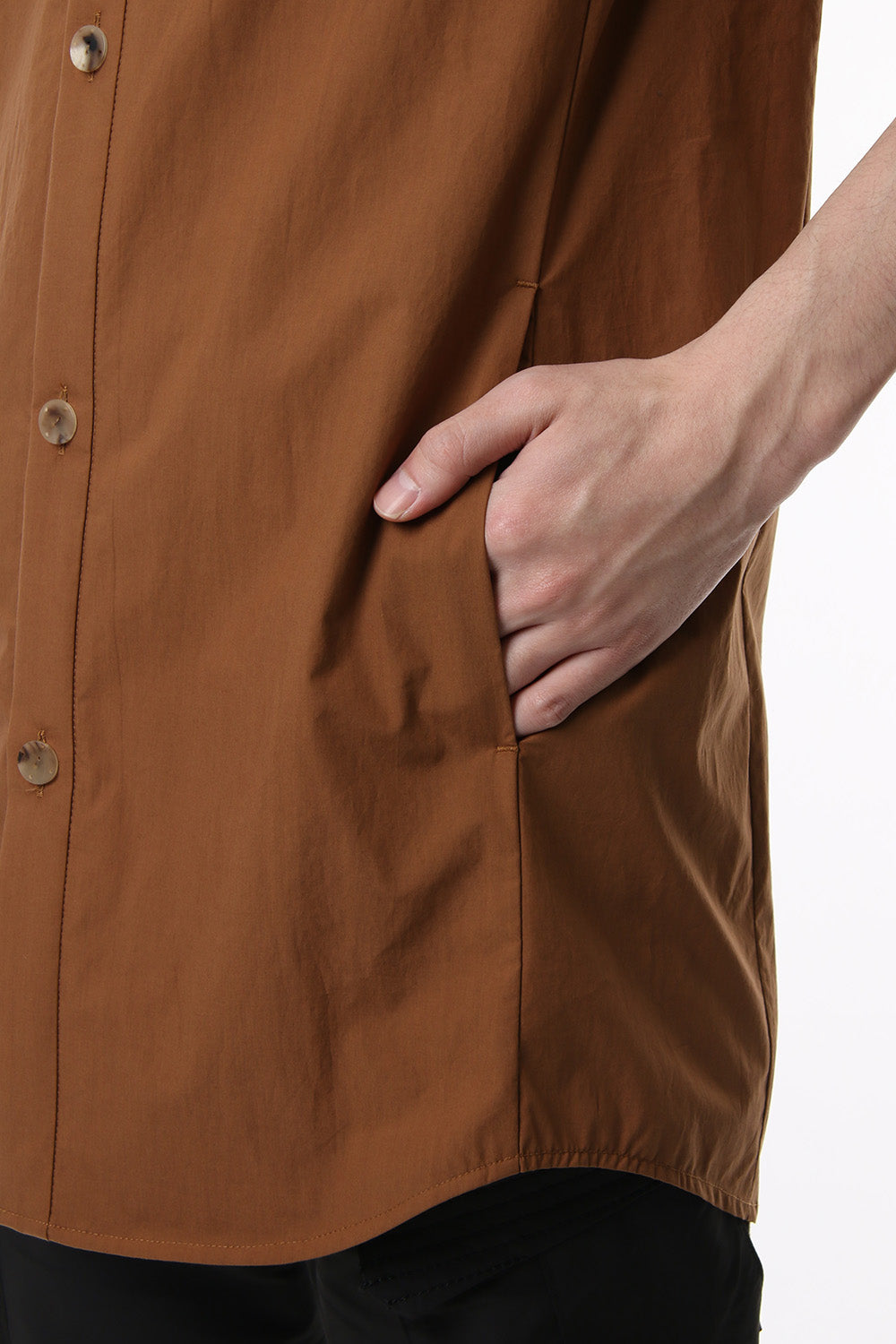 Short Sleeve Shirt Cotton Hard Wash - Camel