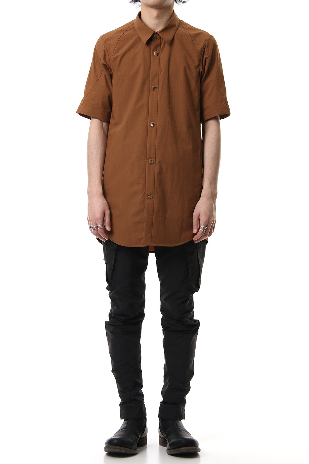 Short Sleeve Shirt Cotton Hard Wash - Camel