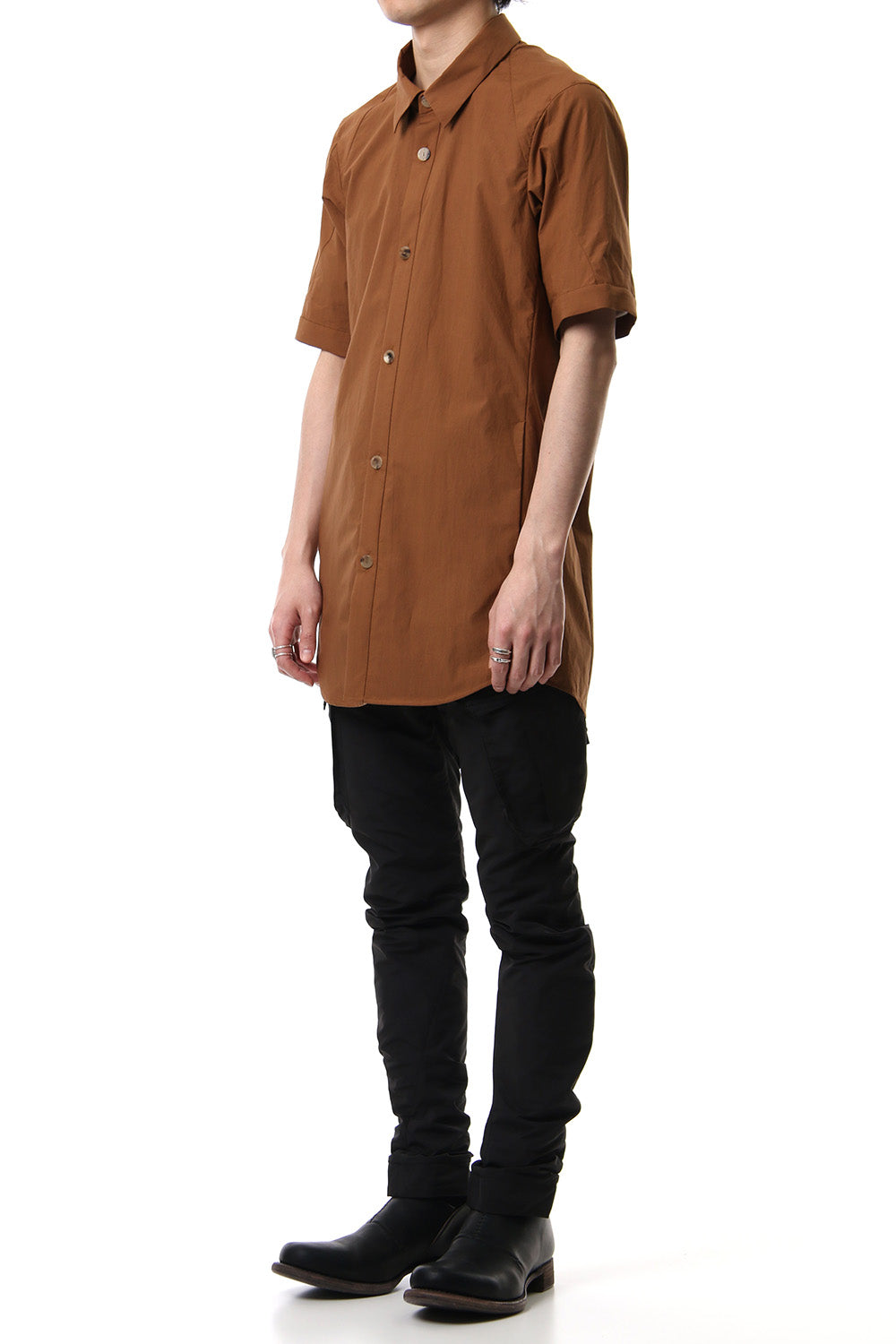 Short Sleeve Shirt Cotton Hard Wash - Camel