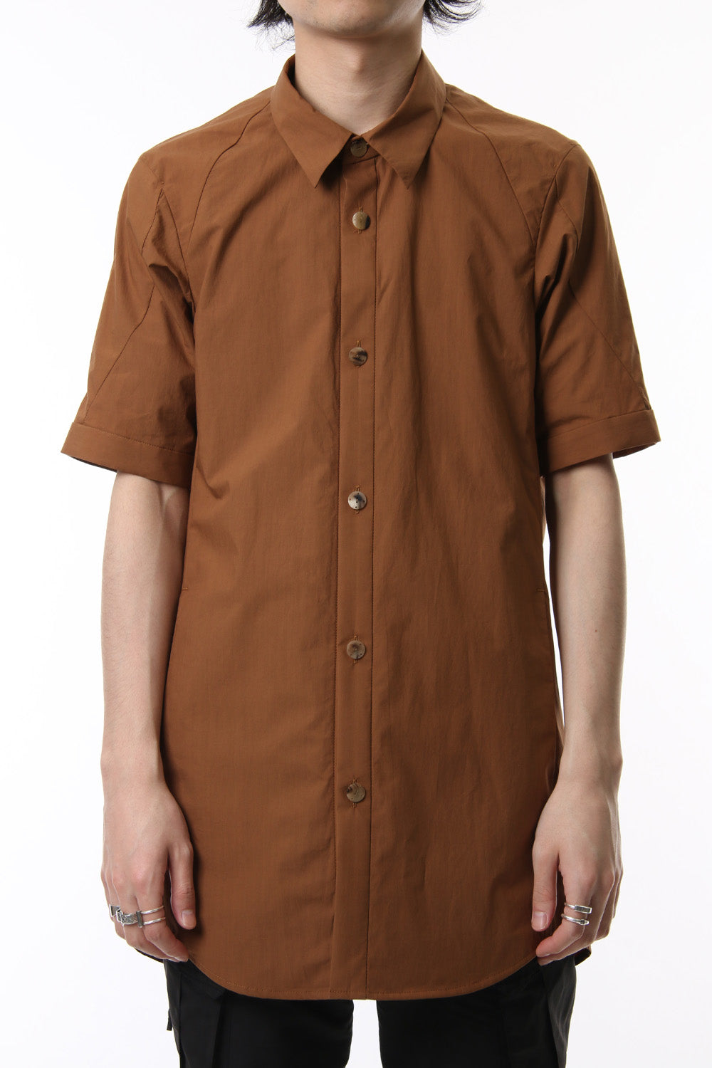 Short Sleeve Shirt Cotton Hard Wash - Camel