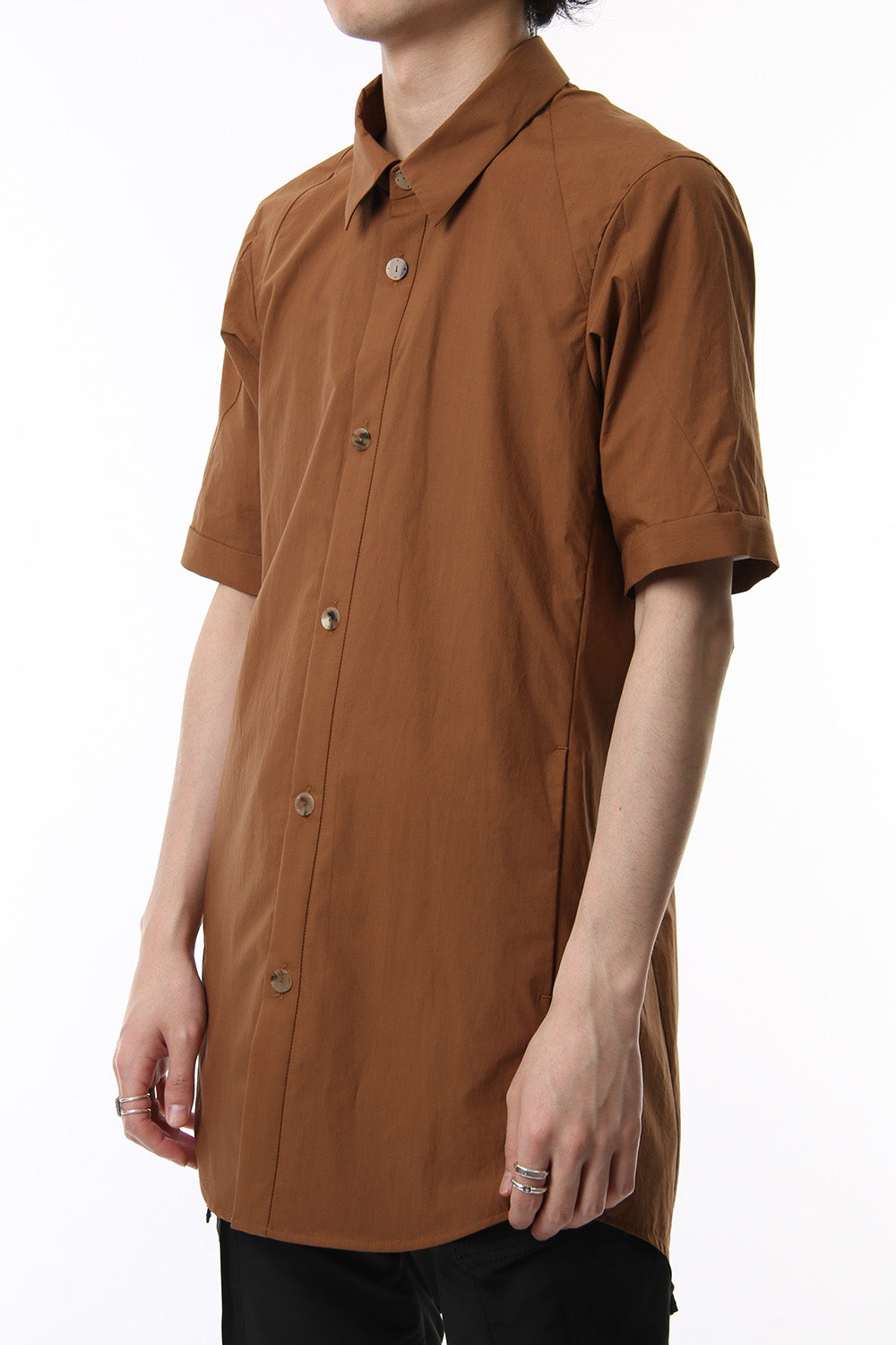 Short Sleeve Shirt Cotton Hard Wash - Camel