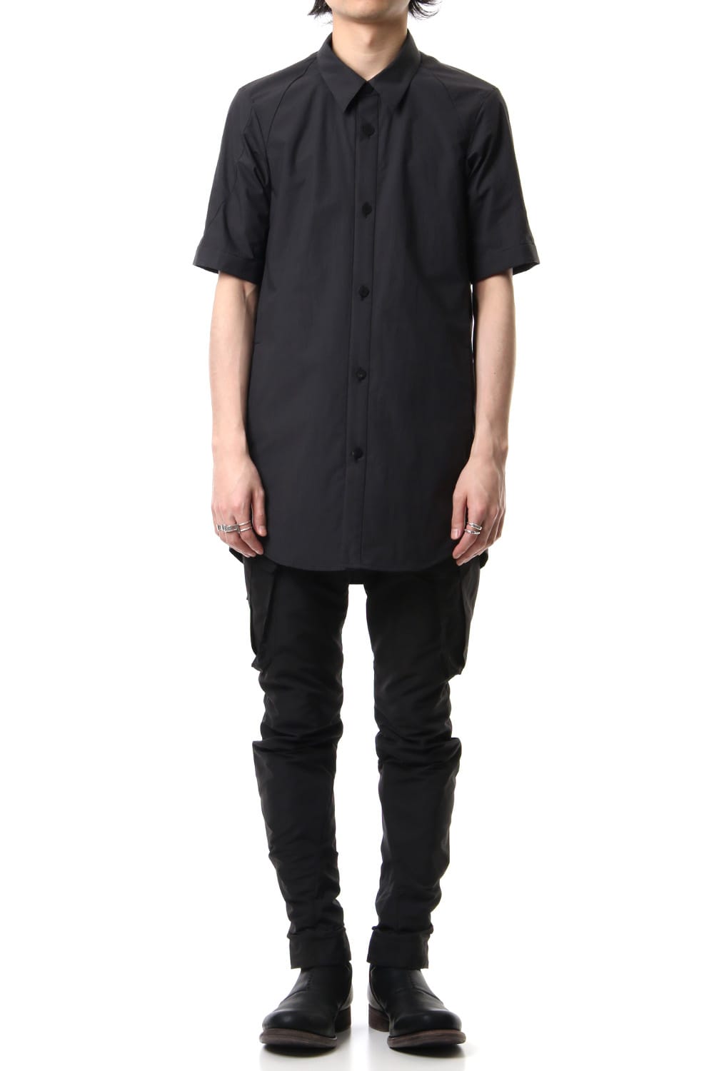 Short Sleeve Shirt Cotton Hard Wash - Charcoal