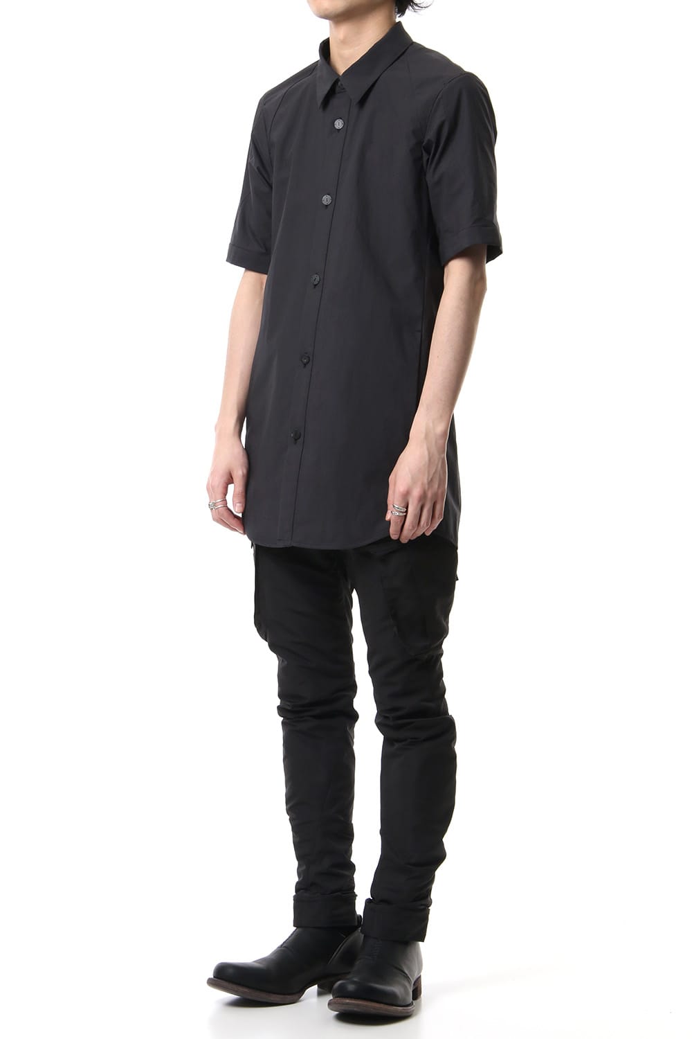 Short Sleeve Shirt Cotton Hard Wash - Charcoal