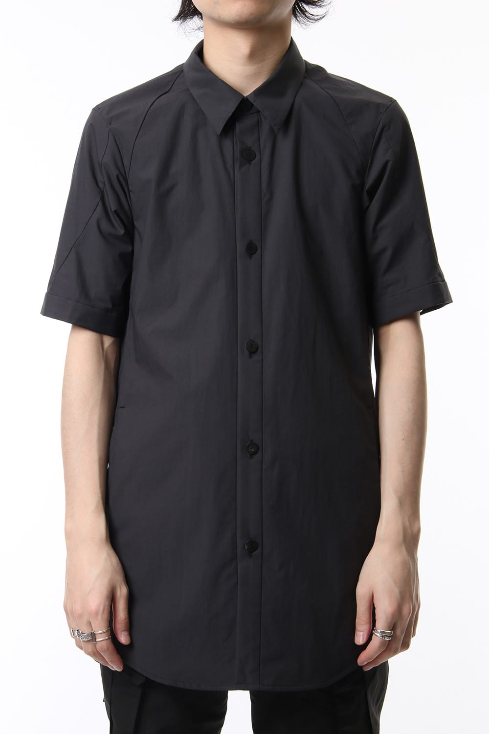 Short Sleeve Shirt Cotton Hard Wash - Charcoal