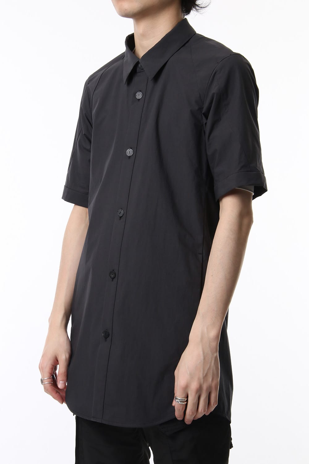 Short Sleeve Shirt Cotton Hard Wash - Charcoal