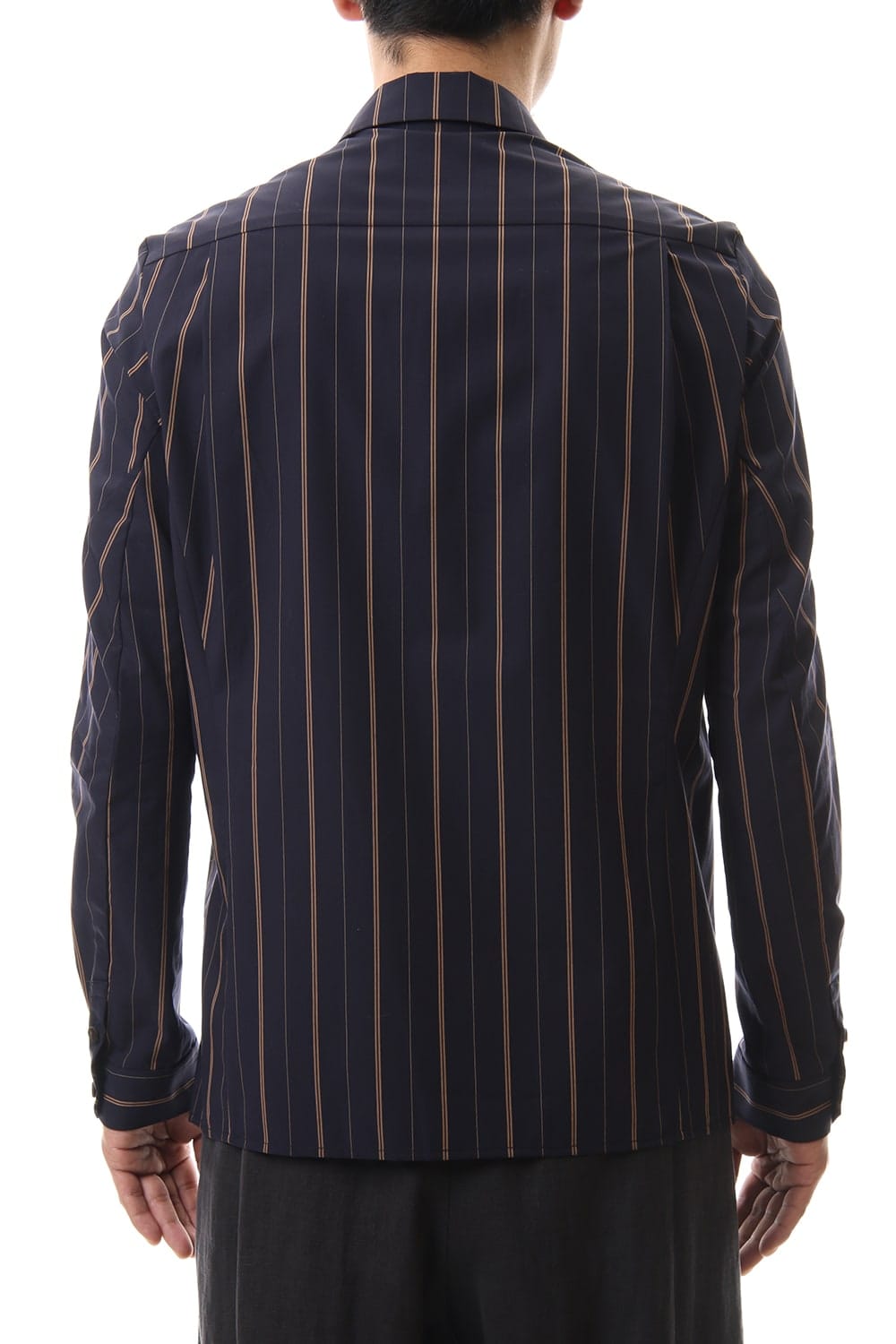 Open collar Long sleeve shirt egyptian cotton stripe [GIZA]