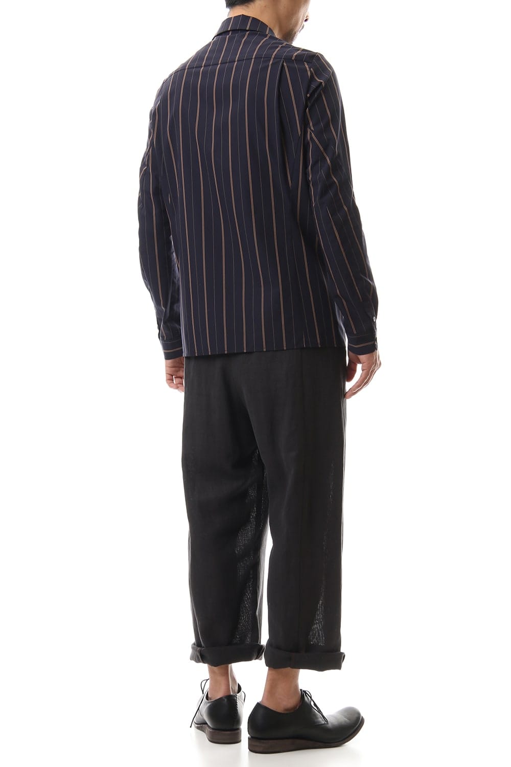 Open collar Long sleeve shirt egyptian cotton stripe [GIZA]