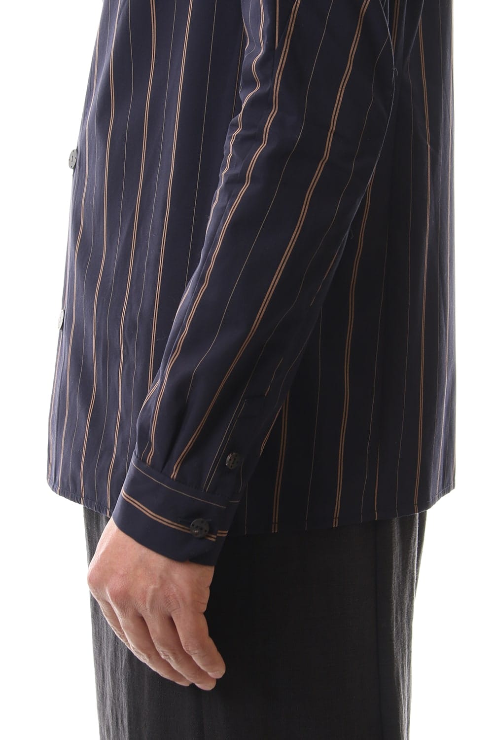 Open collar Long sleeve shirt egyptian cotton stripe [GIZA]