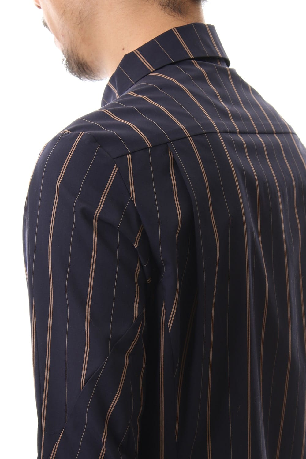 Open collar Long sleeve shirt egyptian cotton stripe [GIZA]