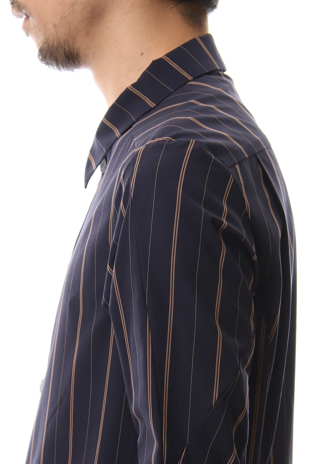 Open collar Long sleeve shirt egyptian cotton stripe [GIZA]