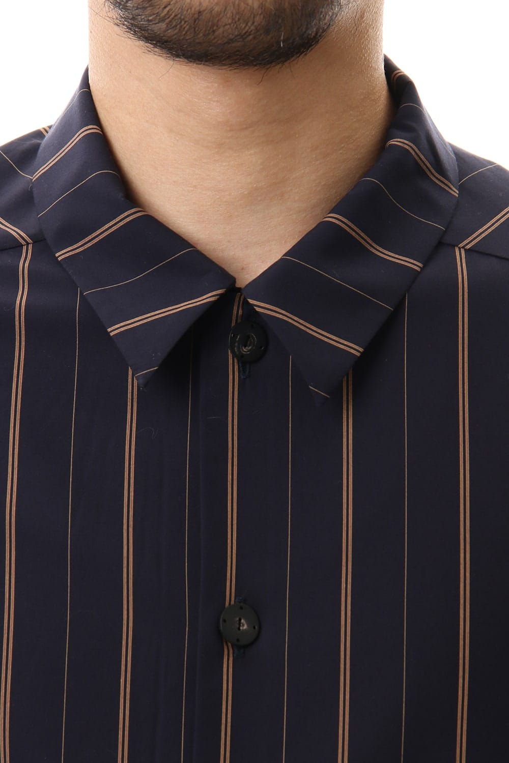 Open collar Long sleeve shirt egyptian cotton stripe [GIZA]