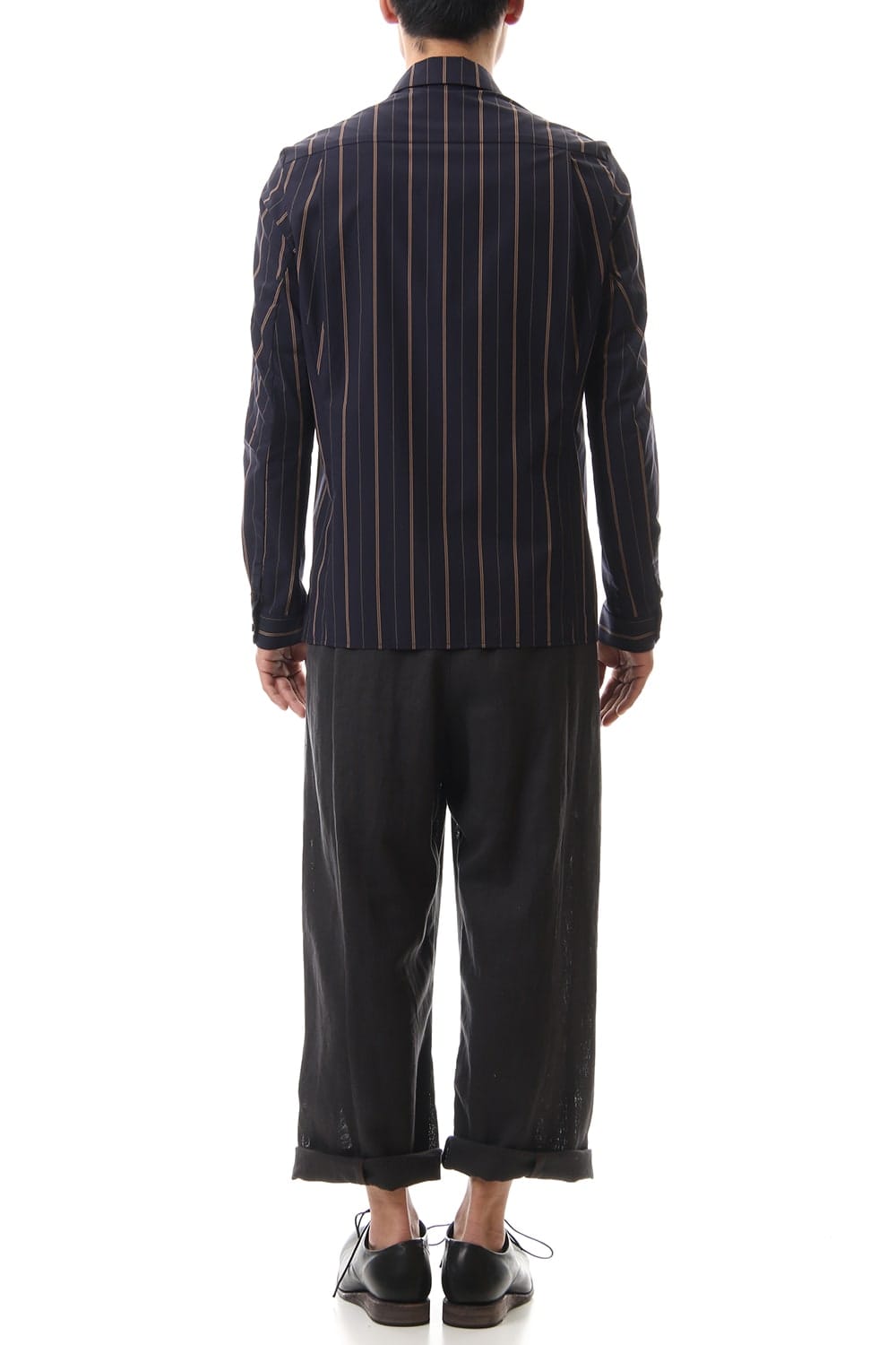 Open collar Long sleeve shirt egyptian cotton stripe [GIZA]