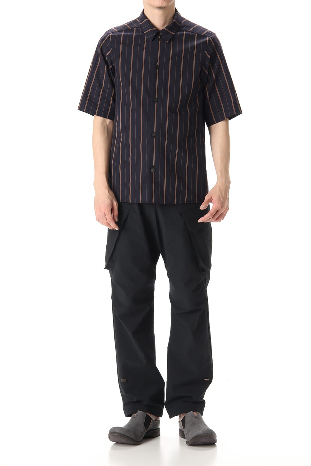 Open collar shirt egyptian cotton stripe [GIZA]