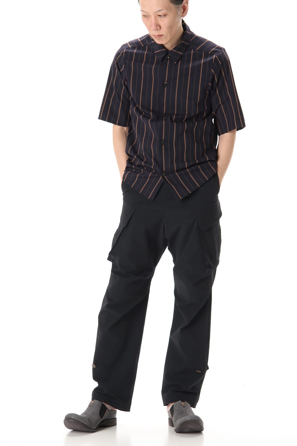 Open collar shirt egyptian cotton stripe [GIZA]