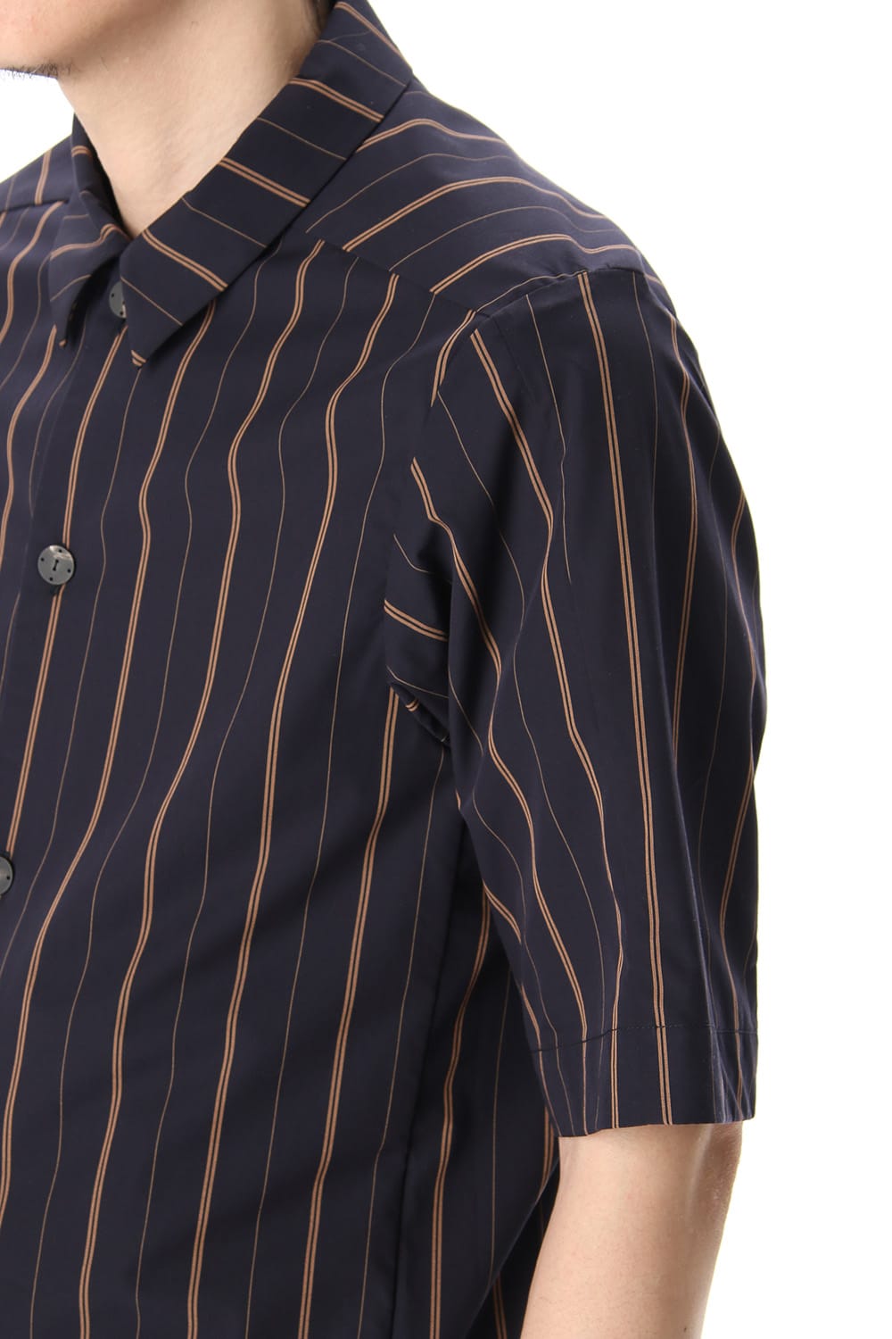 Open collar shirt egyptian cotton stripe [GIZA]
