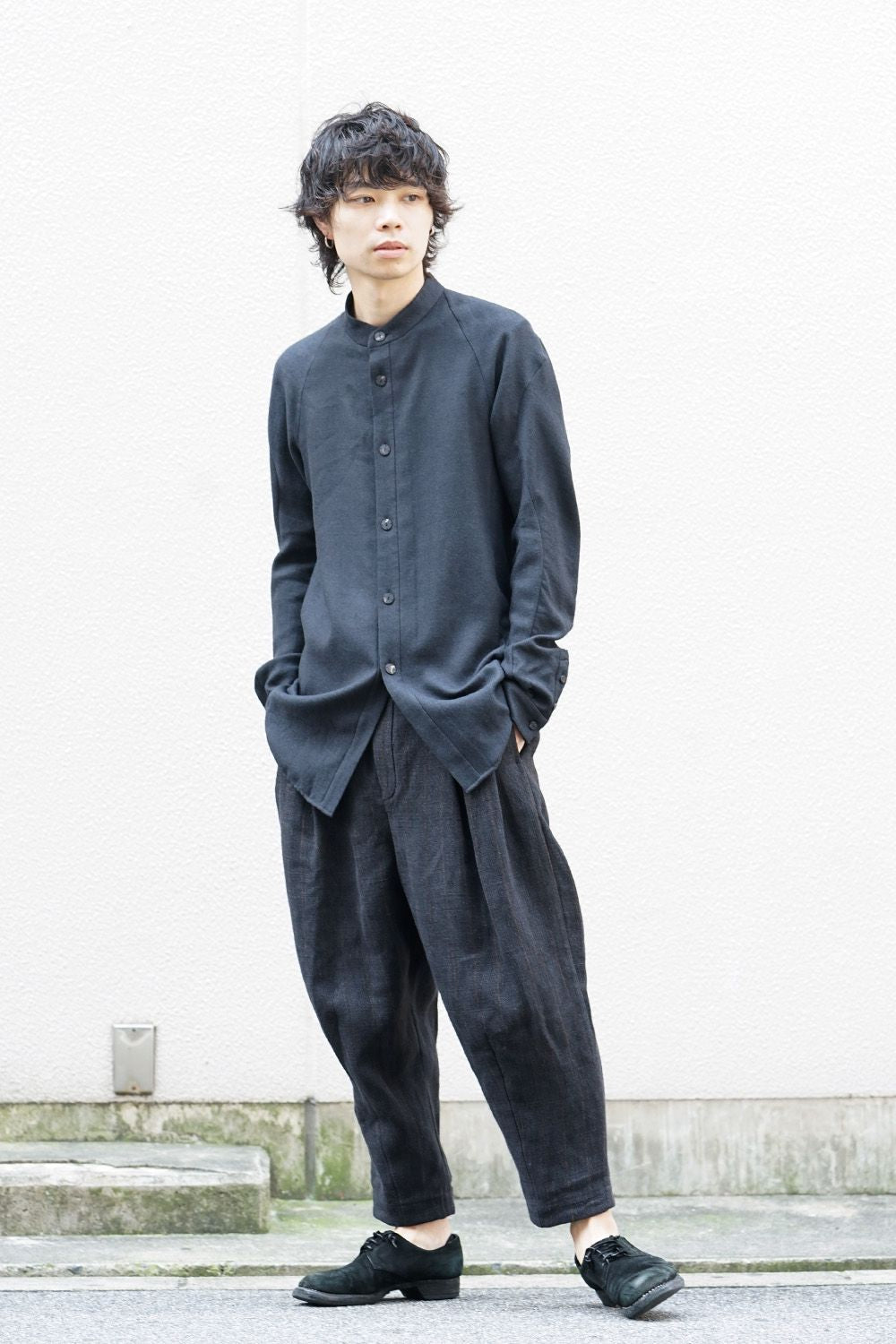 ロング シャツ ヴァージン ウール / シルク